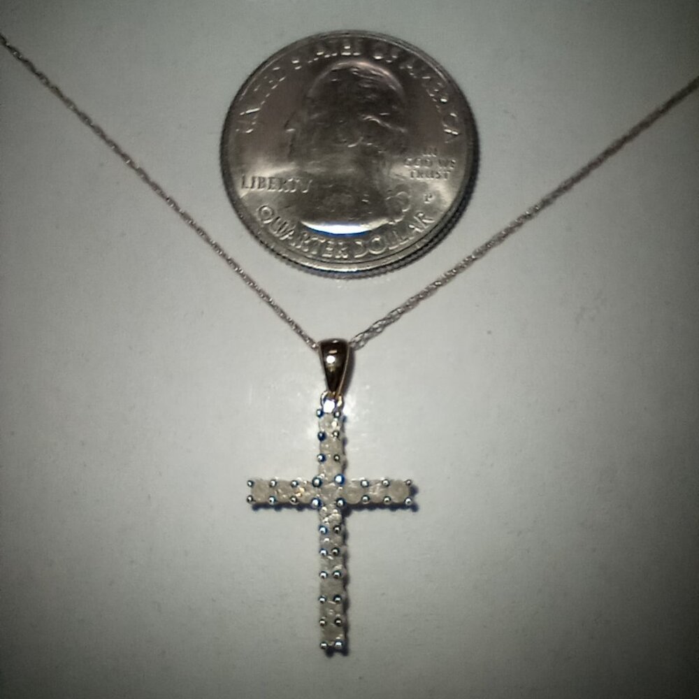 10Kt Yellow Gold 1/2-Carat Diamond Cross Pendant with Chain - Picture 2 of 4